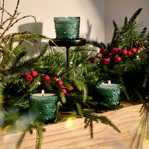 CANDLE -Voluspa Noble Fir Boxed Pedestal Trio - Pleasant Beach Living