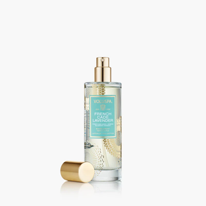 StephanYoung French Cade Lavender room spray by Voluspa, featuring a sleek bottle and lavender fragrance for home freshness.