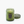 Green textured glass candle jar with lid, labeled 