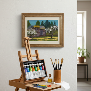 Colorful print of Kathy Levine's original oil painting by Pleasant Beach Living, showcasing vibrant seascape artwork.