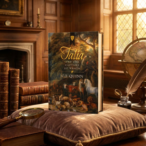 Cover image of "Talia, and The Capture of Wrath" book by CJ Quinn, featuring a colorful fantasy novel by Pleasant Beach Living.