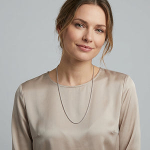 Sterling silver 22-inch necklace with a delicate chain, crafted by Pleasant Beach Living, shown against a neutral background.