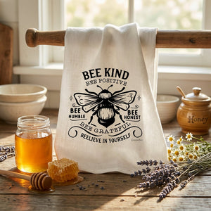 KITCHEN TOWEL- Bee Kind, Bee Positive - Tea Towels- Positive Kitchen Towels
