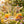 Glass with bee motifs, surrounded by flowers, honeycomb, and bees in a sunny garden.