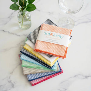 DINING-NAPKINS- COCKTAIL- Seersucker Cocktail Napkins, set of four - Pleasant Beach Living