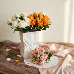 FLOWERS-ROSES- 15''T Silk Spring Rose Bouquet,13 Single Stem Roses Bunch