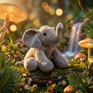 Lavender-colored stuffed elephant named Ellie, a relaxation warming animal by Sonoma Lavender, soft plush toy for comfort.
