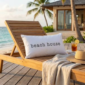 Beach house pillow by Porter Lane Home featuring coastal-inspired fabric with a relaxed, stylish design.