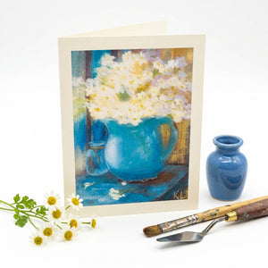 Greeting card featuring artwork by local artist Kathy Levine titled "Reflections" from Pleasant Beach Living.