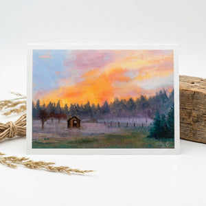 GREETING CARD-LOCAL ARTIST- Kathy Levine- Sunset Fog at the Farm