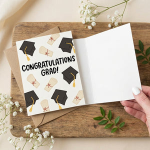 GREETING CARD- "Congratulations Grad!" Graduation Cap Diploma Card