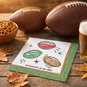 DINING-NAPKINS-Paper Cocktail Napkins - Family Friends Football