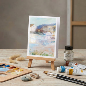 Colorful greeting card featuring a painted scene of Spit by local artist Kathy Levine, from Pleasant Beach Living.