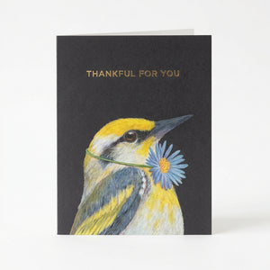 GREETING CARD- Thankful Warbler Card -4.25 x 5.5""