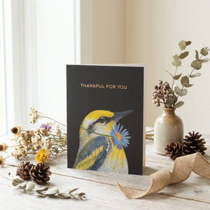 GREETING CARD- Thankful Warbler Card -4.25 x 5.5""