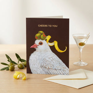 GREETING CARD- Cheers to You Dove Card with foil - A2 - 4.25 x 5.5""