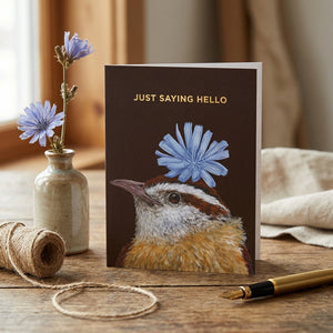 GREETING CARD- Hello Wren Card Gold Foil