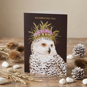 Snow Queen Celebration Card from Hester & Cook stationery set, featuring festive winter design and intricate snow queen illustration.