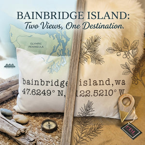 PILLOW-'BAINBRIDGE ISLAND, WA, LONGITUDE AND LATITUDE PILLOW COVER ONLY