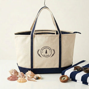 TOTE- Canvas Large Zippered Boat Tote