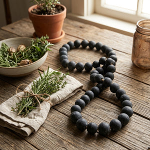 GARLAND-Cement Beads, Distressed Finish, Black