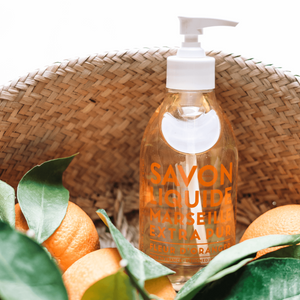 SOAP-BATH-SAVON LIQUID MARSEILLE- Liquid Soap Orange Blossom 16.7 fl oz Glass Bottle - Pleasant Beach Living